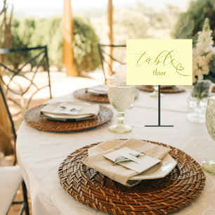 Modern Colorblock-Hochzeit Buttergelb Bordsnummer