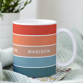 Modern Colorblock Personlig Namn Kaffemugg