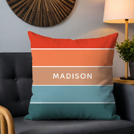 Modern Colorblock Personlig Namn Kudde