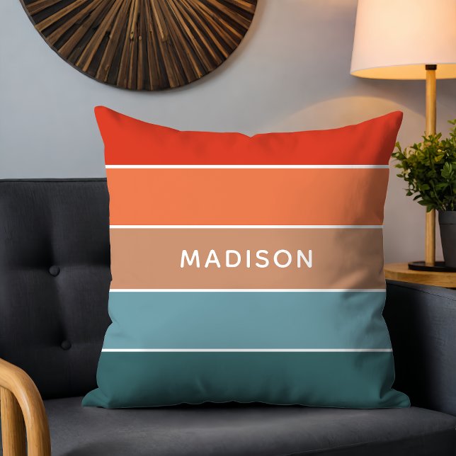 Modern Colorblock Personlig Namn Kudde (Skapare uppladdad)
