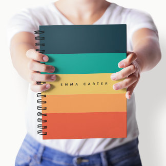 Modern Colorblock-Vågrät - stripe Monogram Anteckningsbok