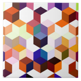 Modern Colorful 3d Cubes and Hexagons pattern Kakelplatta