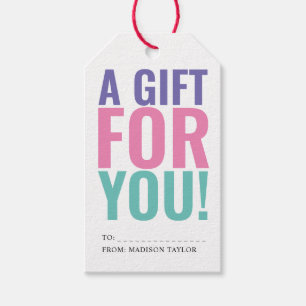 Modern Colorful A GIFT FÖR DIG Typography Presentetikett