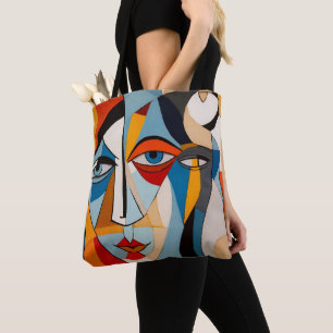Modern Colorful Art Abstrakt Ansikte Tygkasse