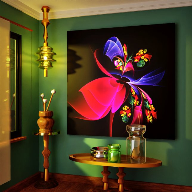 Modern Colorful Blommigt Abstrakt Art Mönster #06 Canvastryck (Modern Colorful Floral Abstract Art Pattern #06 Canvas Print)