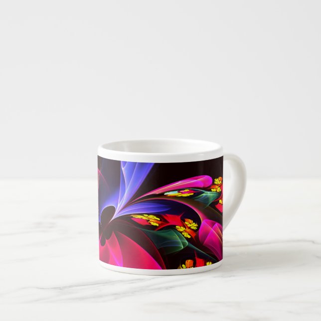 Modern Colorful Blommigt Abstrakt Art Mönster #06 Espressomugg (Framsida höger)
