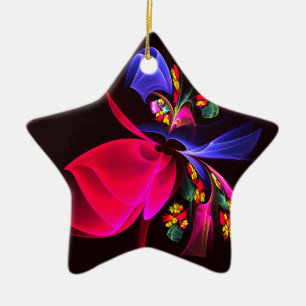 Modern Colorful Blommigt Abstrakt Art Mönster #06 Julgransprydnad Keramik
