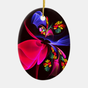 Modern Colorful Blommigt Abstrakt Art Mönster #06 Julgransprydnad Keramik