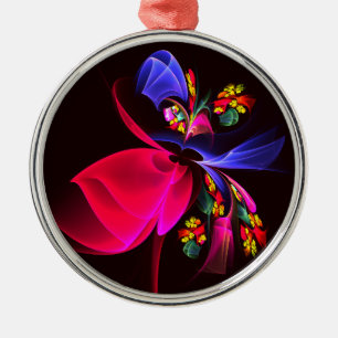 Modern Colorful Blommigt Abstrakt Art Mönster #06 Julgransprydnad Metall