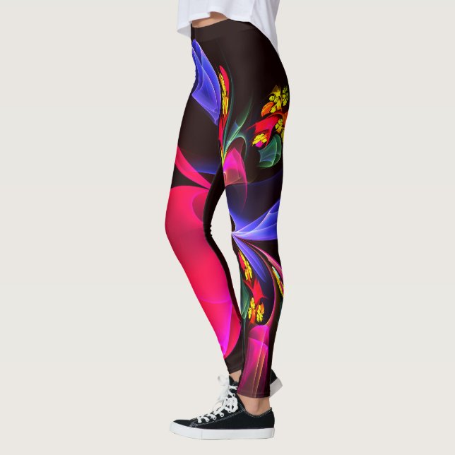 Modern Colorful Blommigt Abstrakt Art Mönster #06 Leggings (Vänster)