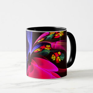 Modern Colorful Blommigt Abstrakt Art Mönster #06 Mugg