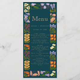 Modern Colorful Boho Chic Bröllop Menu Meny