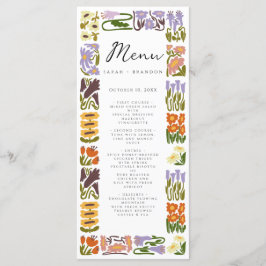 Modern Colorful Boho Chic Bröllop Meny