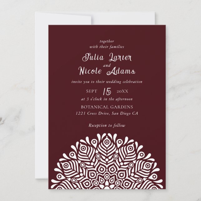 Modern Colorful Boho Ethnic Floral Mandala Wedding Inbjudningar (Framsida)