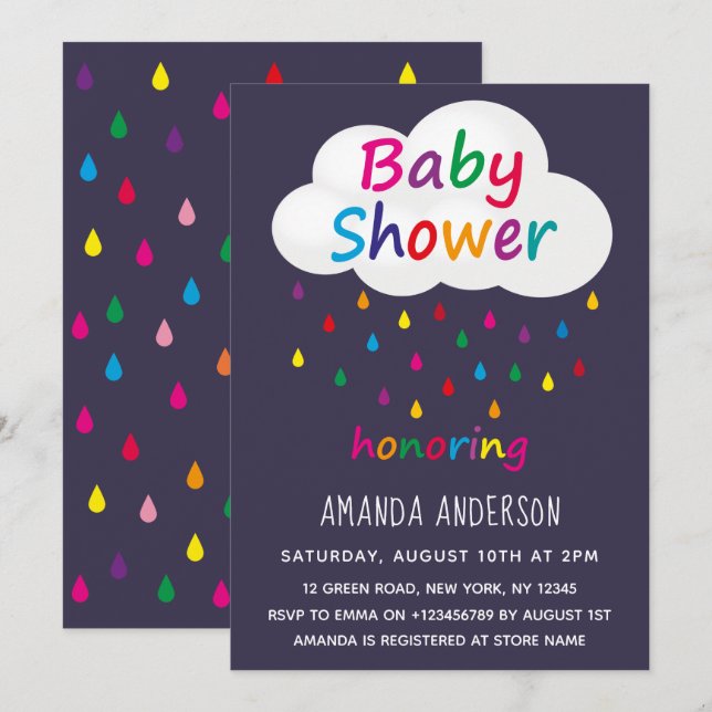 Modern Colorful Boy Baby Shower Inbjudningar (Fram/baksida)