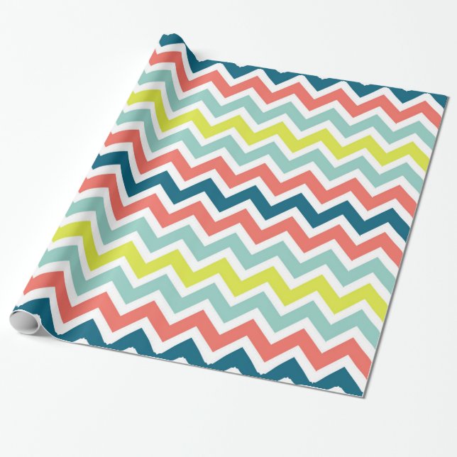Modern Colorful Chevron Geometric Mönster Presentpapper (Utrullad)
