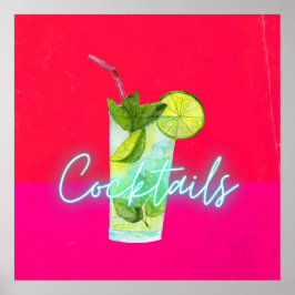 Modern Colorful Cocktails Pub Art Poster