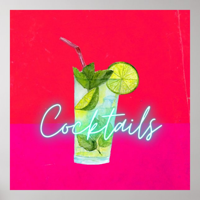 Modern Colorful Cocktails Pub Art Poster (Framsidan)