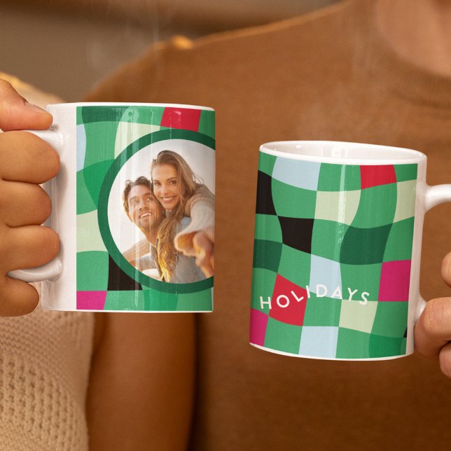 Modern Colorful Disco Tartan Play-jul Kaffemugg (Skapare uppladdad)