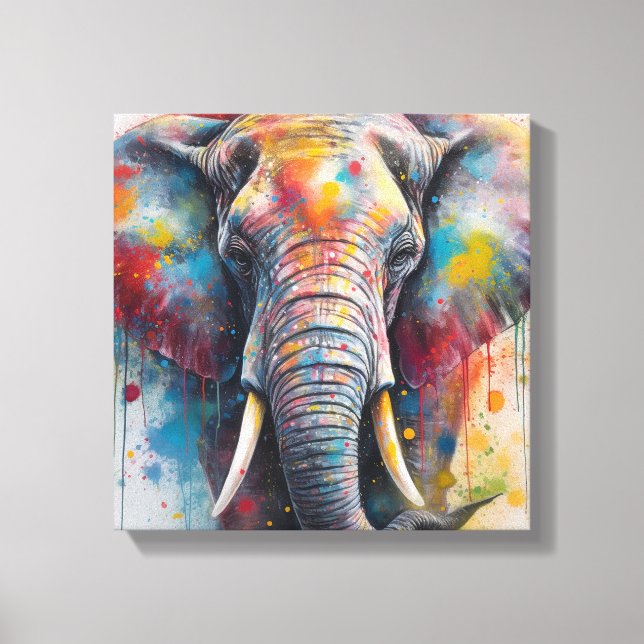 Modern Colorful Elephant Art Canvastryck (Framsida)