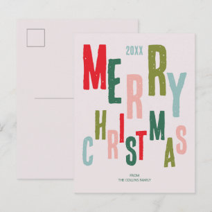 Modern Colorful Festive Typography God jul Helg Vykort