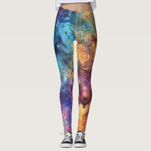 Modern Colorful Galaxy Celestial Leggings