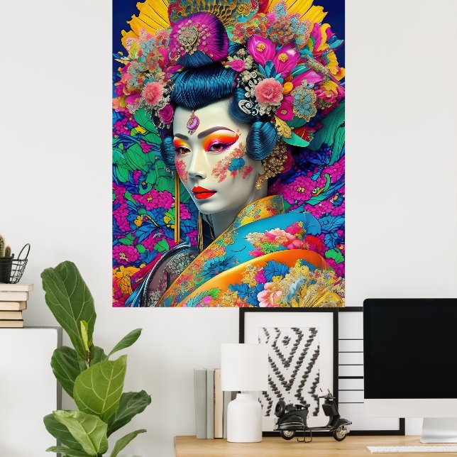 Modern Colorful Geisha Poster (Hemmakontoret)