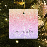 Modern Colorful Glitter Sparkles Personlig Namn Julgransprydnad Keramik<br><div class="desc">Modern Colorful Glitter Sparkles Personlig Namn</div>