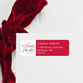 Modern Colorful Happy Holidays Return Address Returadress Etikett