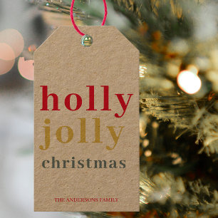 Modern Colorful Holly Jolly-Helgdagar Presentetikett