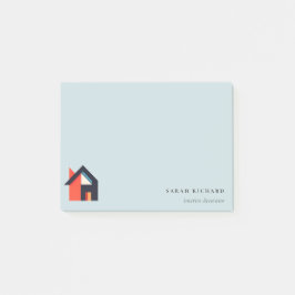 Modern Colorful House Logo Realtor Blue Red Orange Post-it Block