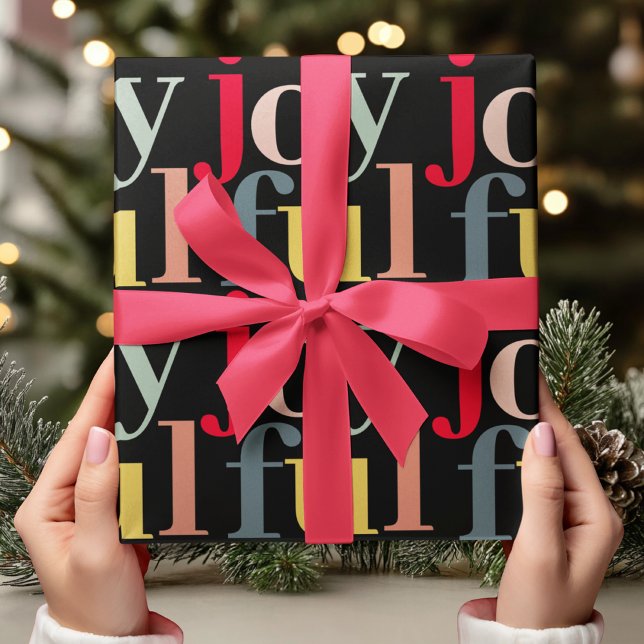Modern Colorful JOYFUL Christmas  Presentpapper (Skapare uppladdad)