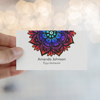 Modern Colorful Mandala Yoga Instructor Visitkort