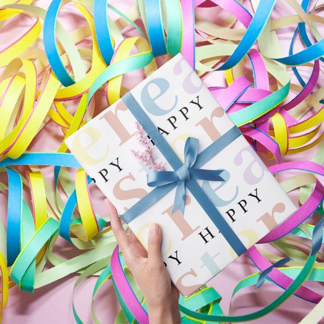 Modern Colorful Pastel Happy Easter Presentpapper (Skapare uppladdad)