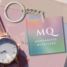 Modern Colorful Pastel White Monogrammed Initial