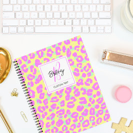 Modern Colorful Pink Leopard Skin Pattern Monogram
