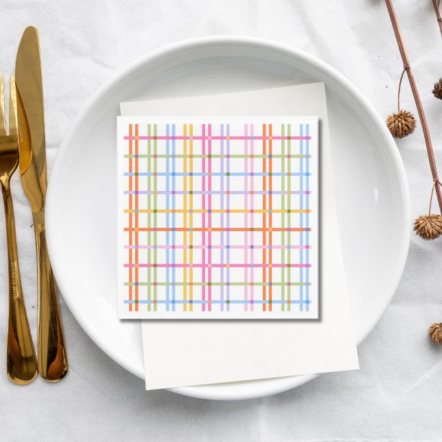 Modern Colorful Plaid Baby Shower Theme Pappersservett (Skapare uppladdad)