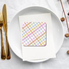 Modern Colorful Plaid Baby Shower Theme Underlägg Papper Kvadrat