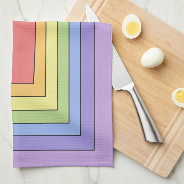 Modern Colorful Rainbow Färg Mönster Kökshandduk (Vikt i Fjärdedel)