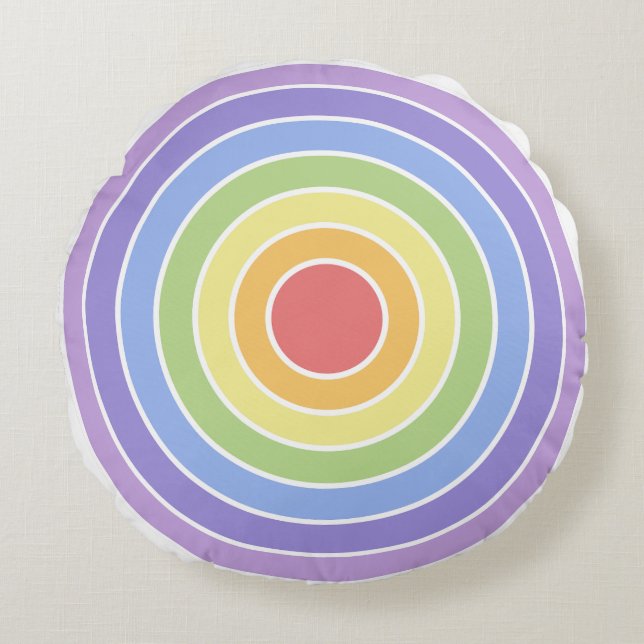 Modern Colorful Rainbow Färg Mönster Rund Kudde (Framsidan)