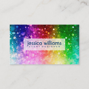 Modern Colorful Rainbow Glitter Burst Visitkort