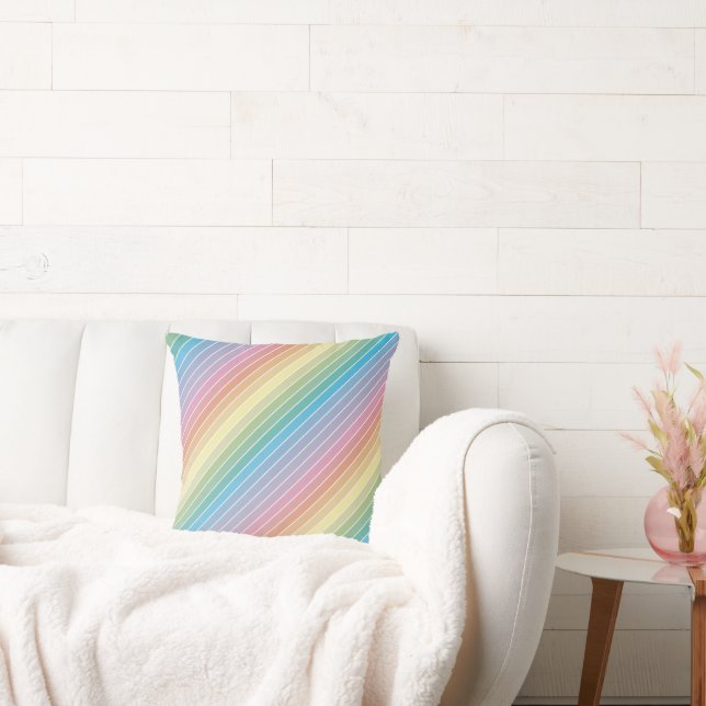 Modern Colorful Rainbow Rand Mönster Kudde (Soffa)