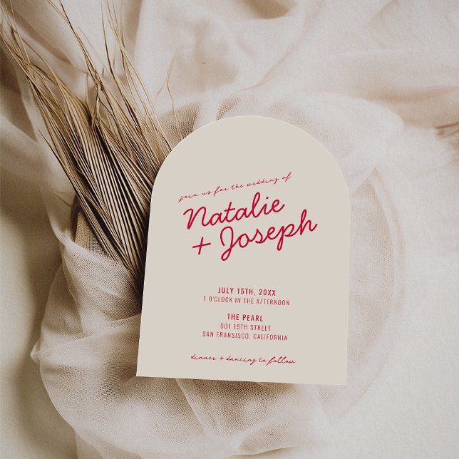 Modern Colorful Retro Fun Whimsical Arch Wedding Inbjudningar (Skapare uppladdad)