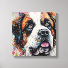 Modern Colorful Saint Bernard Hund Art Canvastryck