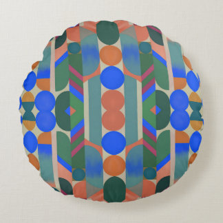 Modern Colorful Shapes Rund Kudde