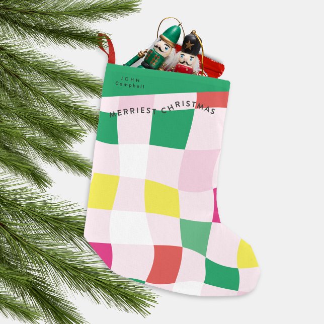 Modern Colorful Tartan Play-jul Liten Julstrumpa (Skapare uppladdad)