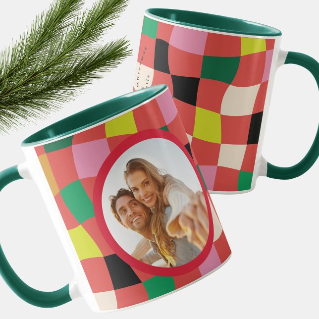 Modern Colorful Tartan Play-jul Mugg (Skapare uppladdad)