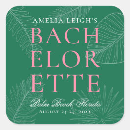 Modern Colorful Tropical Handflatan Lövs Bachelore Fyrkantigt Klistermärke