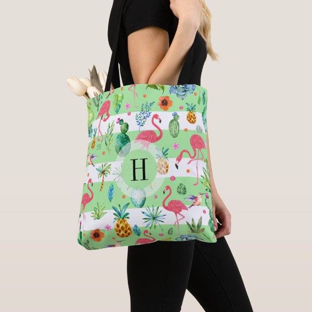 Modern Colorful Tropical Mönster Tygkasse (Närbild)
