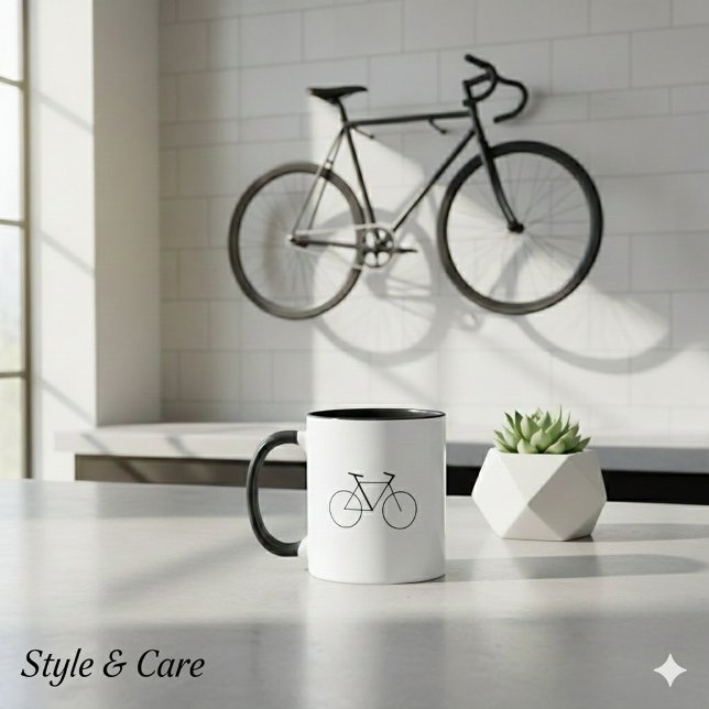 Modern Combo Mug with Clean Bicycle Design Mugg (Modern Combo Mug with Clean Bicycle Design)